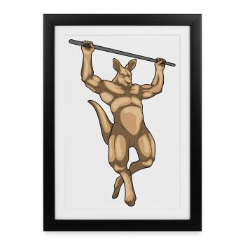 Kangaroo Bodybuilder Pull-Ups Bodybuilding - Framed poster (27 × 37 cm) - black - Front