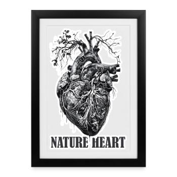 Nature coeur coeur avec arbre racine - Affiche encadrée (27 × 37 cm) - noir - Devant