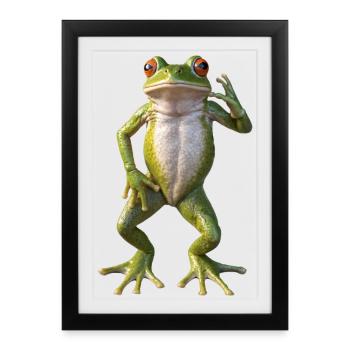 Grenouille dansante - Affiche encadrée (27 × 37 cm) - noir - Devant