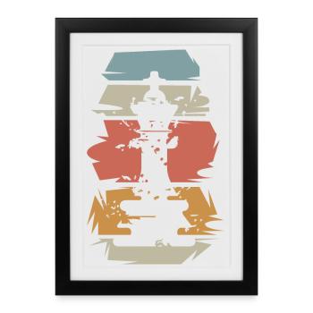Icône d’illustration vintage de jeu de roi d’échecs rétro - Affiche encadrée (27 × 37 cm) - noir - Devant