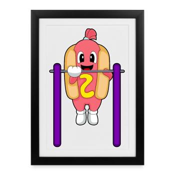 Hotdog Bodybuilders Pull-ups Bodybuilding - Framed poster (27 × 37 cm) - black - Front