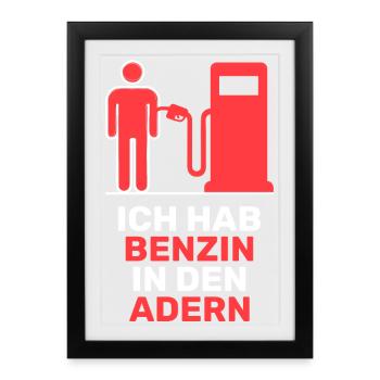 Station-service de pompe à essence de déclaration d’essence - Affiche encadrée (27 × 37 cm) - noir - Devant