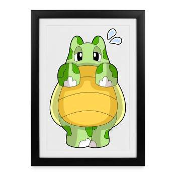 Tortue mignonne - Affiche encadrée (27 × 37 cm) - noir - Devant