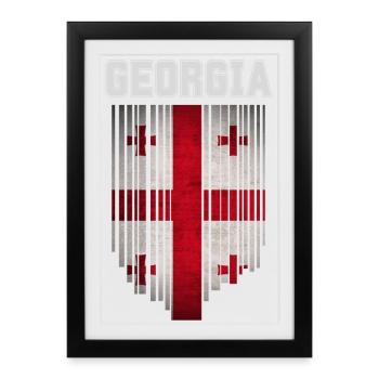 Drapeau de la Géorgie, fierté géorgienne - Affiche encadrée (27 × 37 cm) - noir - Devant