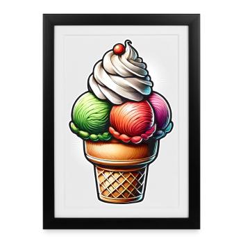 delicious ice cream sundae motif.Perfect for summer - Framed poster (27 × 37 cm) - black - Front