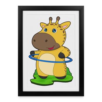 Giraffe Fitness Hoop Workout Gymnastics - Framed poster (27 × 37 cm) - black - Front