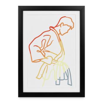Garçons Karaté Croquis Vintage Look - Affiche encadrée (27 × 37 cm) - noir - Devant