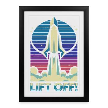Retro Rocket Launch Illustration - Framed poster (27 × 37 cm) - black - Front