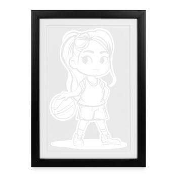 Basketteur - Affiche encadrée (27 × 37 cm) - noir - Devant