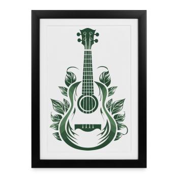 Ukulélé Cartoon Look - Affiche encadrée (27 × 37 cm) - noir - Devant