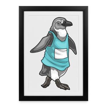Penguin Jogger Jogging Sport - Framed poster (27 × 37 cm) - black - Front
