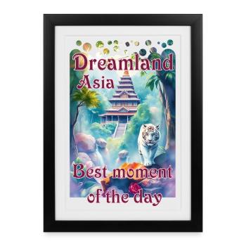 Dreamland Asia Tiger 1 Meilleur moment de la journée - Affiche encadrée (27 × 37 cm) - noir - Devant