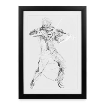 Violinist Line Art - Framed poster (27 × 37 cm) - black - Front