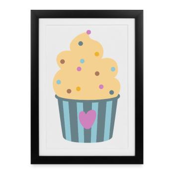 Icecream Heart Stripe Confetti Dots Cup Muffin - Framed poster (27 × 37 cm) - black - Front