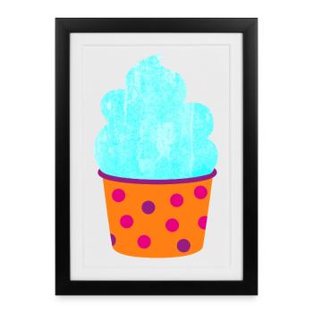 Glace Glace Tasse à Glace Dots Muffin Dots Sweet - Affiche encadrée (27 × 37 cm) - noir - Devant