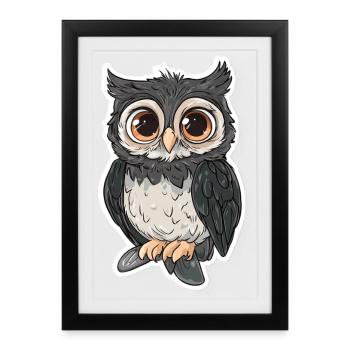 Owl - Framed poster (27 × 37 cm) - black - Front