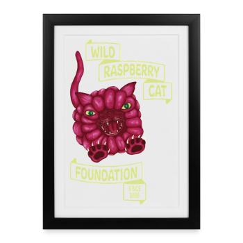 Chat sauvage aux framboises - Affiche encadrée (27 × 37 cm) - noir - Devant