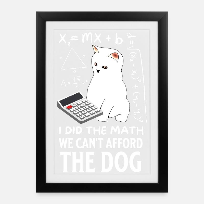 Humorvolles Katzen-Mathe-Design - Gerahmtes Poster (27 × 37 cm) - Schwarz