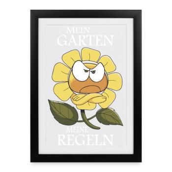 Jardin de fleurs Personnage Mon jardin Mes règles - Affiche encadrée (27 × 37 cm) - noir - Devant