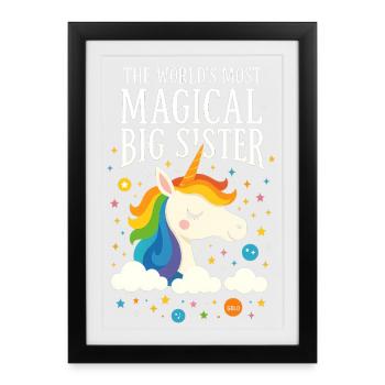 Unicorn Magique Grande Sœur sister  - Affiche encadrée (27 × 37 cm) - noir - Devant