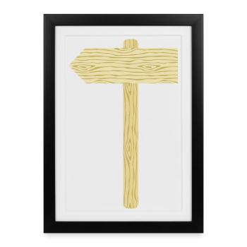 Rustic Wooden Signpost Illustration - Framed poster (27 × 37 cm) - black - Front