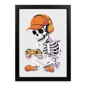 Cool Skeleton Video Gaming Halloween Gamer - Framed poster (27 × 37 cm) - black - Front