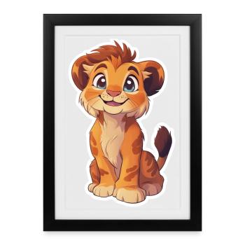 Lion - Affiche encadrée (27 × 37 cm) - noir - Devant