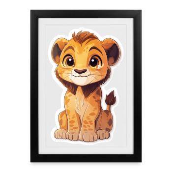 Lion - Affiche encadrée (27 × 37 cm) - noir - Devant
