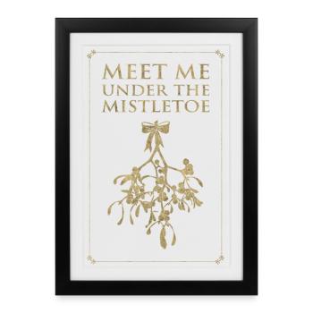Meet Me Under The Mistletoe - Style rétro en or - Affiche encadrée (27 × 37 cm) - noir - Devant