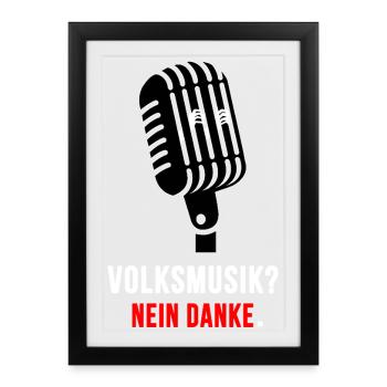 Musique folklorique Non Merci Micro - Affiche encadrée (27 × 37 cm) - noir - Devant