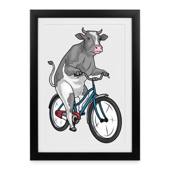Vélo Vache - Affiche encadrée (27 × 37 cm) - noir - Devant