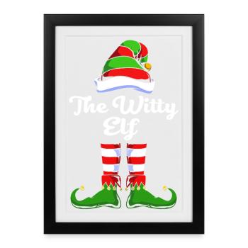 Elfe Elf Cadeau de Noël - Affiche encadrée (27 × 37 cm) - noir - Devant