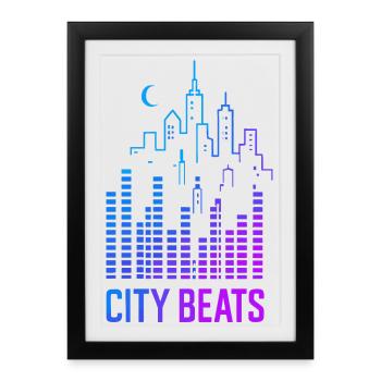 City Beats – Urban Sound - Affiche encadrée (27 × 37 cm) - noir - Devant