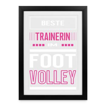 Meilleur entraîneur de footvolley Entraîneur féminin de footvolley - Affiche encadrée (27 × 37 cm) - noir - Devant