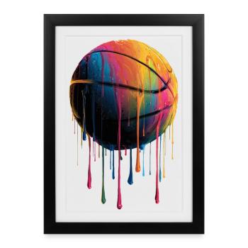 Basket-ball Coloré Goutte - Affiche encadrée (27 × 37 cm) - noir - Devant