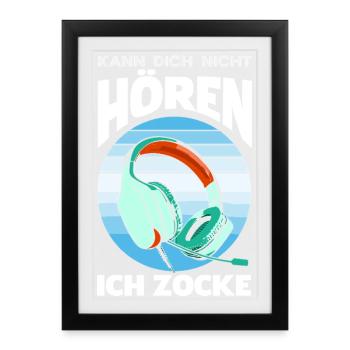 Je ne t’entends pas – je joue du casque - Affiche encadrée (27 × 37 cm) - noir - Devant