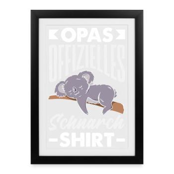 Chemise officielle de papi contre le ronflement – Koala - Affiche encadrée (27 × 37 cm) - noir - Devant