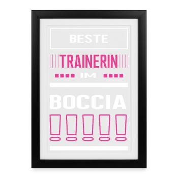 Meilleur jeu de boule d’entraîneur de boccia féminin - Affiche encadrée (27 × 37 cm) - noir - Devant