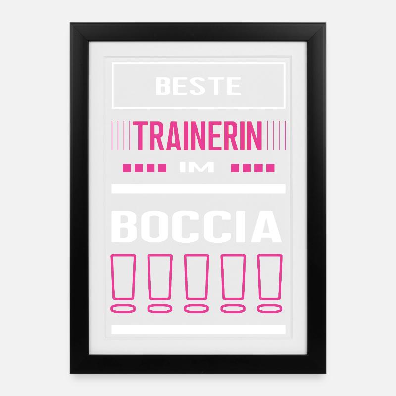 Beste Boccia Trainerin Bocciatrainerin Boule Spiel - Gerahmtes Poster (27 × 37 cm) - Schwarz