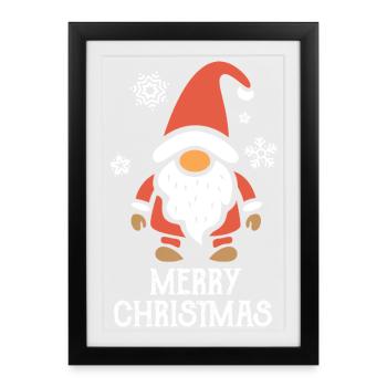 Nain de Noël Joyeux Noël Design - Affiche encadrée (27 × 37 cm) - noir - Devant