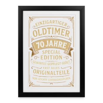 70th Birthday 70s 70th 70th Anniversary Vintage Car - Framed poster (27 × 37 cm) - black - Front