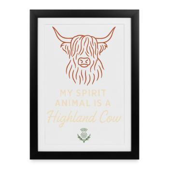 Highland Cow Rustic Animal Cute - Framed poster (27 × 37 cm) - black - Front