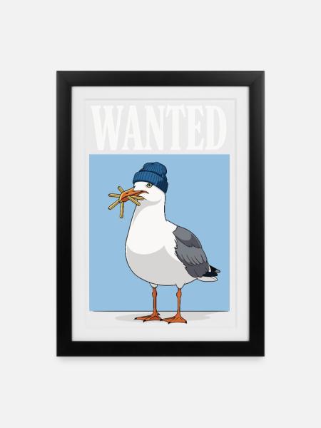 Gesucht Möwe Eiscreme Abenteuer - Gerahmtes Poster (27 × 37 cm) - Schwarz