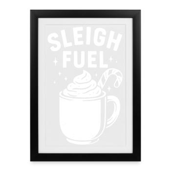 Traîneau Carburant Noël Famille Drôle Père Noël Vacances - Affiche encadrée (27 × 37 cm) - noir - Devant