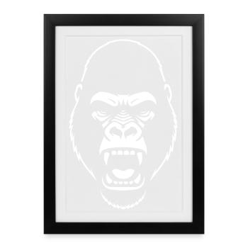 Gorilla Stencil: Elegantes Grunge-Statement - Gerahmtes Poster (27 × 37 cm) - Schwarz - Vorne