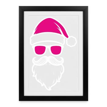 Père Noël rose avec des lunettes de soleil - Affiche encadrée (27 × 37 cm) - noir - Devant