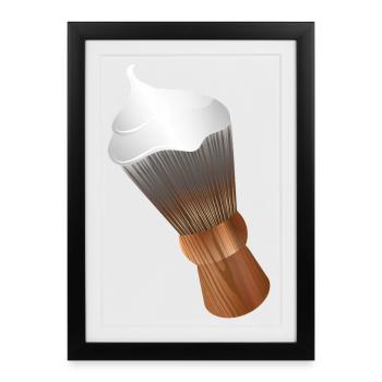 Pinceau à raser classique de barbier au look rétro - Affiche encadrée (27 × 37 cm) - noir - Devant