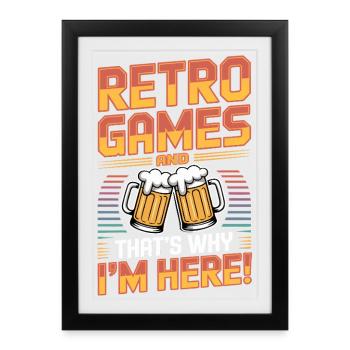 Retro Games Beer - Émulation - Console Old School - Affiche encadrée (27 × 37 cm) - noir - Devant