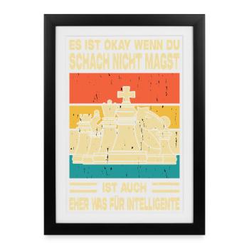 Schachspieler Geschenke Schach Zubehör Schachbrett - Gerahmtes Poster (27 × 37 cm) - Schwarz - Vorne