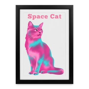 Chat de l’espace - Affiche encadrée (27 × 37 cm) - noir - Devant
